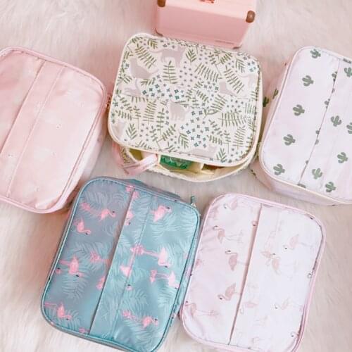 Korea Cute Trumpet Travel Portable Storage Bag Organizer Bags Toiletries Storage Retro Large-Capacity Cosmetic Bag With Zipper