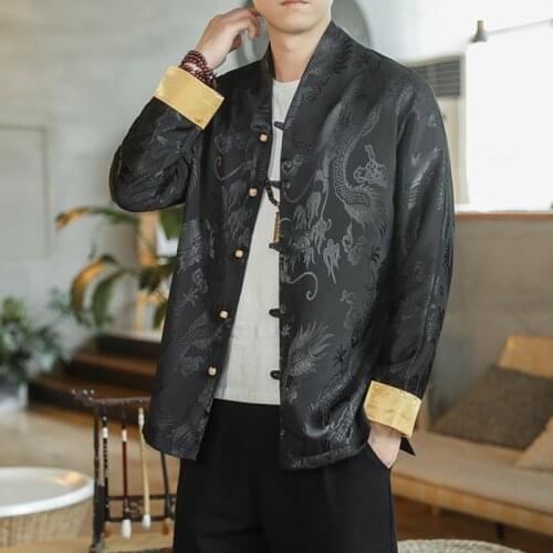 Tang Suit Chinese Dragon Shirt Blouse Traditional Chinese Clothing For Men Jackets Kung Fu Clothes Cheongsam New Year Coat 30721