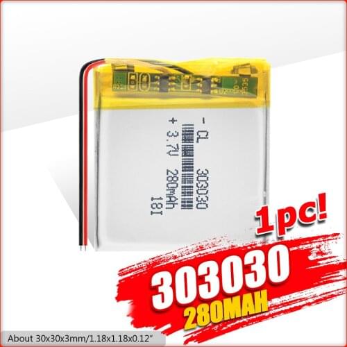303030 280mAh 3.7V Rechargeable Lipo Battery For GPS MP4 Camera Power Bank Tablet Electric Toys PAD DVD Lithium Polymer Battery