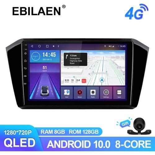 EBILAEN Android 10.0 Car Radio Multimedia Player For VW Passat b8 2015-2020 Autoradio GPS Navigation Wireless Carplay QLED 4G