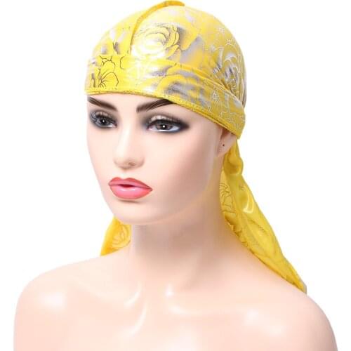 Polyester Durag Men And Women Street dance Colorful Bandanas Long Tail Fashion Print Doo Rag