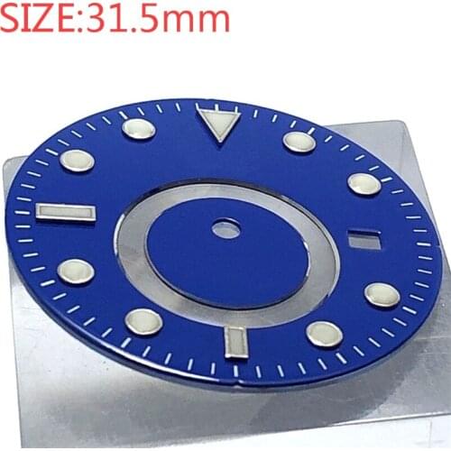 No BLIGER logo 31.5mm mens watch dial is suitable for Miyota-DG-2813-3804 cases automatic movement dials blue