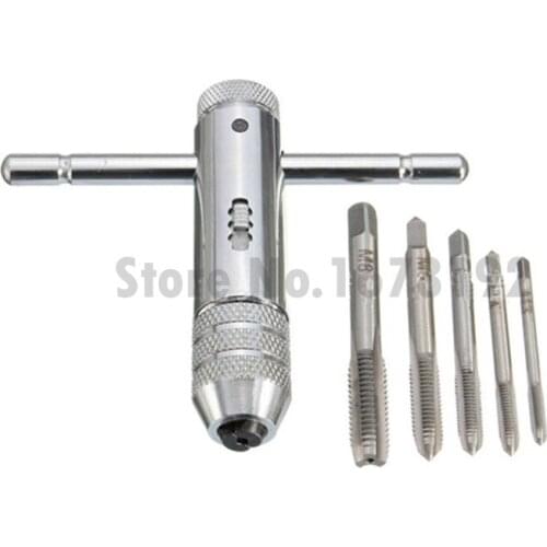 New T Type Hand Taps Reamer Drill Bit Torque Wrench Snap And Grip Spanner M3-M8 Hand Tool with 5pcs M3/M4/M5/M6/M8 Tap