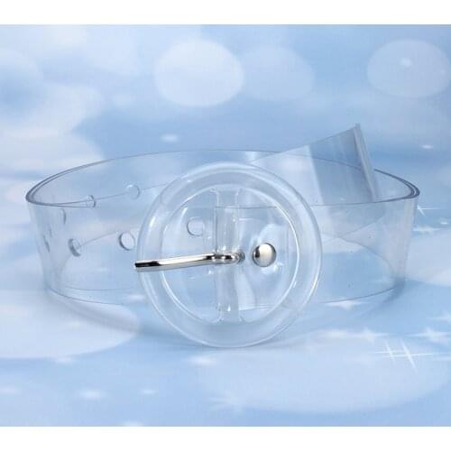 New Women Belt Holographic Clear Waist Belt Metal Pin Buckle Transparent Waist Belts for Women Belt Waistband trend