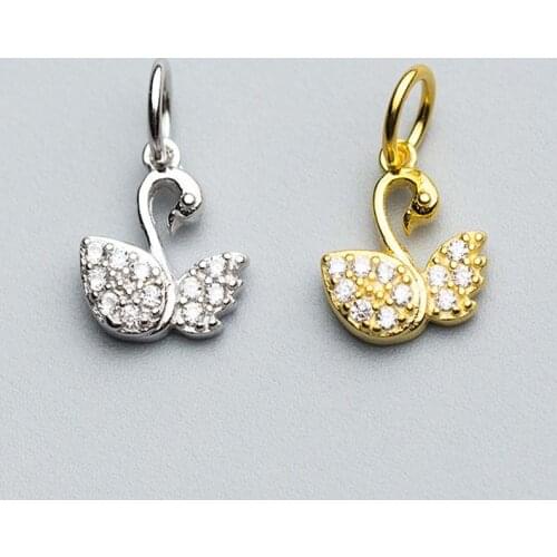 925 Sterling Silver Swan Design Zircon Dangle Charms Designer Fashion Charm Pendants Fit Bracelets Necklace DIY Jewelry Gift