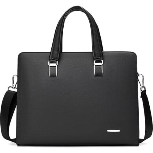 Simple Designe Mens Bag For Documents Leather Computer Laptop Crossbody Bags Laywer Shoulder Messenger Briefcase