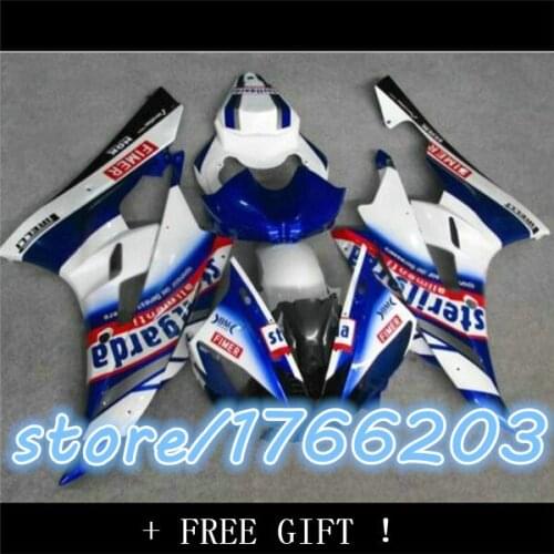 Hot Sales YZF600-R6 06 07 Full Set For YZF R6 2006 2007 Race Motorcycle Blue White Fairings ABS Plastic BBF