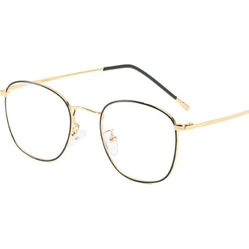 Anti-blue Light Metal Eyeglasses Frame Women Men Clear Lens Glasses Fake Glasses Irregular Optical Glasses Frame