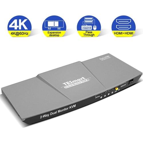 TESmart Free Sample IR Receiver Home Theatre 2HDMI kvm switch dual monitor 4 port