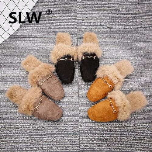 Flock Woman Shoes Luxury Cover Toe Low Slides Designer Slipper Basic Rome Rubber Fur Fashion Hoof Heels Bonded Leather Cover