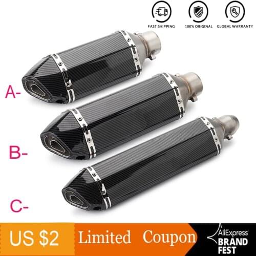 Universal Carbon Fiber Motorcycle AK Exhaust Pipe With Muffler Moto Bike Pot Escape For Yamaha Honda Kawasaki Ducati Slip-on
