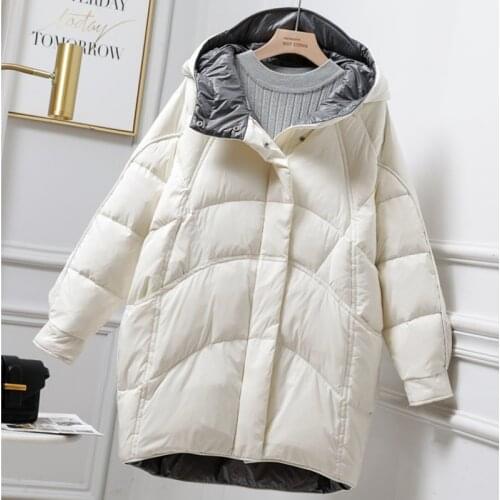 High Quality Winter Jacket Female Parka Feminina White Duck Down Coat Loose Casual Hooded Overcoat Women Trendy Casaco Feminino