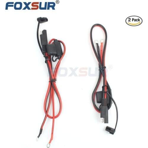 FOXSUR Motorcycles or snowmobiles Battery Charger SAE Charge Cable, SAE Quick Disconnect plug to 12V Ring Terminal 15A Fuse 2PC