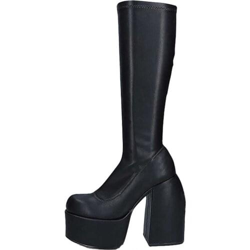Brand Design 2021 Autumn Women New Elastic Over The Knee Long Boots Black Thick High Heel Platform Martin boots Big Size Shoes