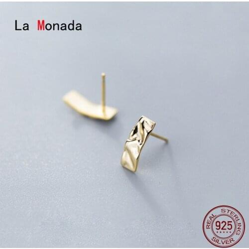 La monada Irregular Women Earrings Stud 925 Silver Original Korean Rectangle Small Earrings Female Jewelry Silver 925 Real