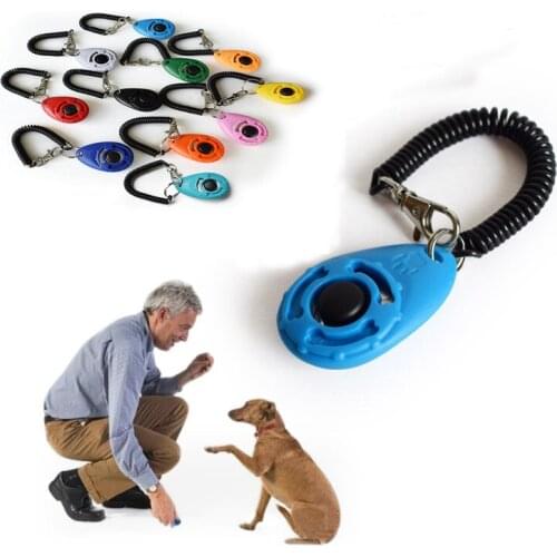1pc Pet Trainer Pet Dog Training Dog Clicker Adjustable Sound Key Chain And Wrist Strap Doggy Train Click