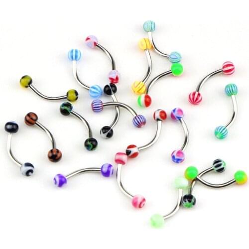 10Pcs/20Pcs Body Piercing Jewelry Acrylic Tongue Rings Nose Barbell Bars Crystal Shiny Body Jewelry