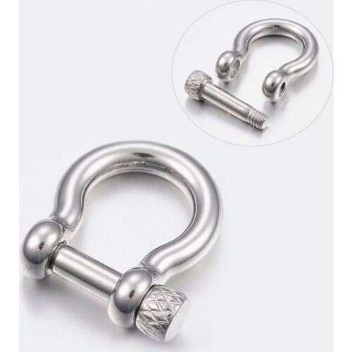 10pcs 304 Stainless Steel D-Ring Anchor Shackle Clasps for Bracelets Making Jewelry Finding 24x23.5x6mm