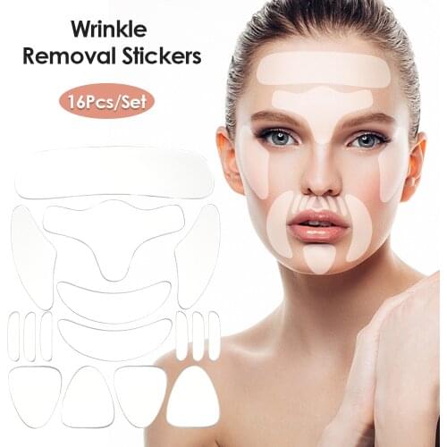 16PCS/SET Reusable Silicone Wrinkle Removal Sticker Face Forehead Neck Eye Sticker Pad Anti Aging Patch Face Lifting Skin Care