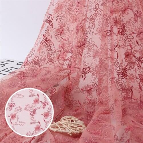 2yards/Lot Flat Embroidered Flower Butterfly Mesh Lace Fabric DIY Children Dress Curtain Decoration Sewing Material V2823
