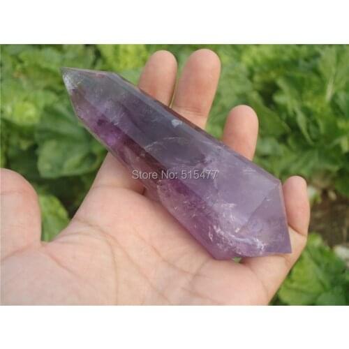 24 SIDED NATURAL AMETHYST QUARTZ CRYSTAL DT WAND POINT Healing 195g