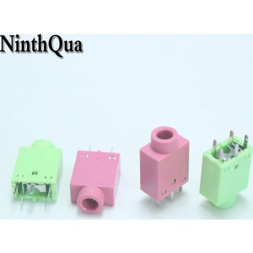 4pcs 3.5mm Female Audio Connector 5 Pin DIP Headphone Jack Socket PJ-358 Pink Green
