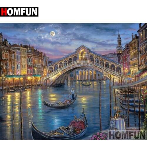 HOMFUN Full Square/Round Drill 5D DIY Diamond Painting "night view" Embroidery Cross Stitch 5D Home Decor Gift A16432