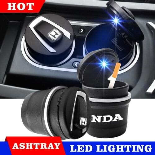 Car Ashtray LED Light Smokeless Auto Ashtray Flame Retardant Cigarette Holder Box For Honda Civic Crv Fit Jazz Car Accessories
