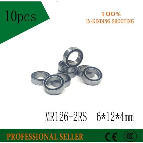 Free shipping 10pcs MR126-2RS ABEC3 P6 MR126RS MR126 deep groove ball bearing 6x12x4mm miniature bearing mr126 2rs