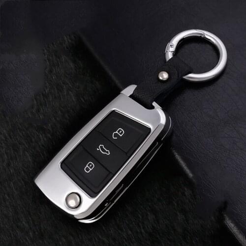 Zinc Alloy and TPU Key Case Cover For VW Folded Version Polo Golf 7 Tiguan Skoda Octavia Kodiaq Karoq SEAT Ateca Leon Lbiza 2015
