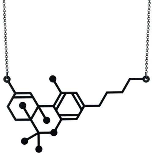 THC Molecule Necklace Color free Choice Silver or Gold or Matte Black
