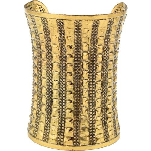 Dayoff Boho Ethnic Vintage Gold Silver Plated Wide Open Hand Cuff Bracelet Big Bangles Women Jewelry Huge Beads Bracelets B107