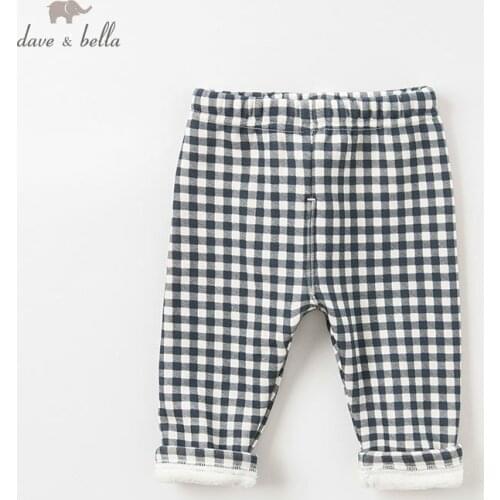 DB8487 dave bella winter baby girls pants children full length kids plaid pants leggings infant toddler trousers