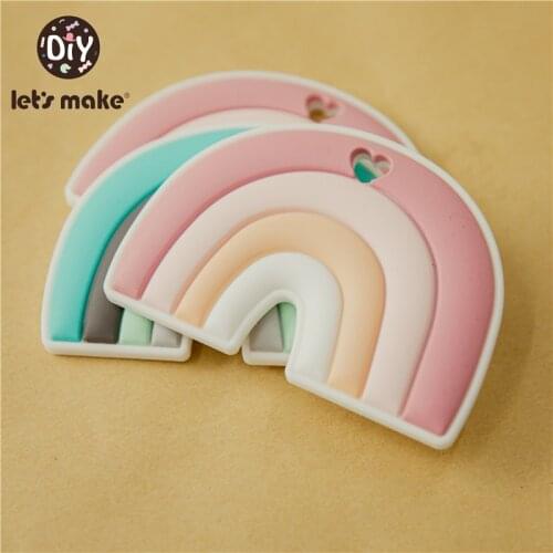 Lets make Rainbow Baby Teething Beads Cute Silicone Beads For Food Grade Infant Nursing Teether Toy Accessories Nursing Gift