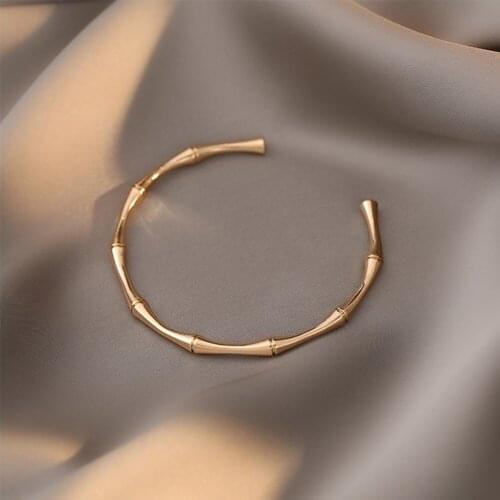 Design Sense Metal Golden Bamboo Shape Big Hoop Earrings For Woman New Fashion Korean Jewelry Wedding Party Unusual Earring