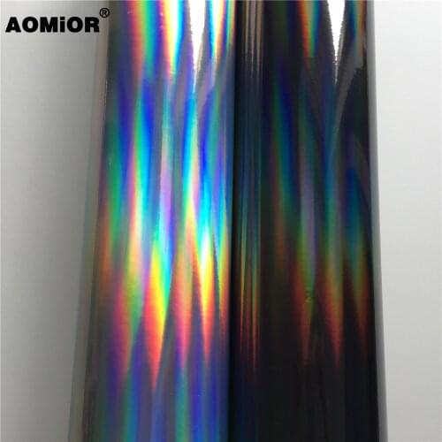 Black Silver Iridescent Gold Holographic Kaleidoscope Vinyl Film Chrome Laser Vinyl Roll Bubble Free Car Phone Laptop PAD