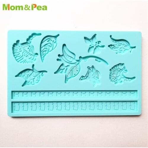 Free shipping Silicone Moulds lace Shape Fondant and Gum Paste Mold Cake Embossing Decoration Mold Leaves