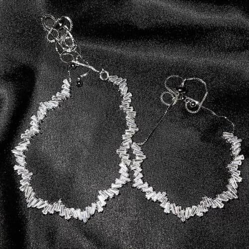 Fashion Telescopic Bead Adjustable Length Necklace Jewelry Set Shiny Irregular Crystal Zircon Design Bracelet For Women Party