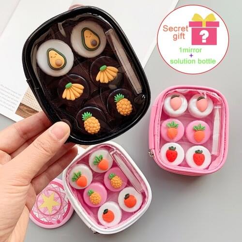 Easy Carry Mini Pocket Colored Contact Lens Cases Travel kit box Convenient Glasses Cosmetic Lenses Box For Outdoor With Mirror