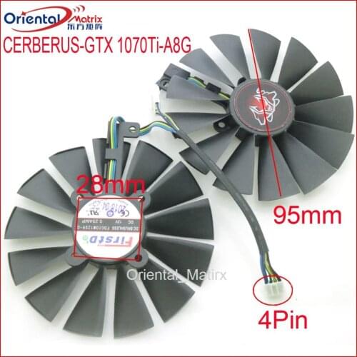 FDC10M12S9-C 12V 0.25AMP 95mm Fan For ASUS CERBERUS-GTX 1070Ti-A8G GTX1070ti CERBERUS ADVANCED Graphics Card Cooler Cooling Fan