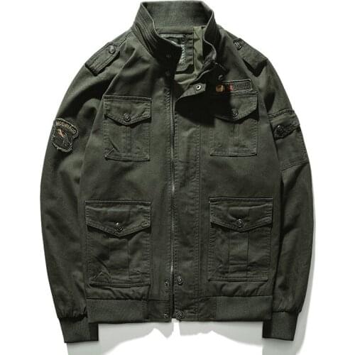 Pilot Military Jacket Men Caorgo Coat Zipper Jacket Men Stand Collar Pockets Oversized Hip Hop Bomber Jacket Jaqueta Masculina
