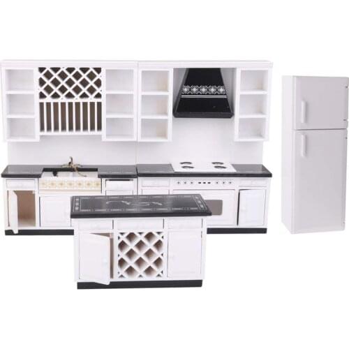 1:12 Scale Dollhouse Furniture Kitchen Cabinet Fridge Model Miniature Doll House Accessories Toys Gift for Children Kids