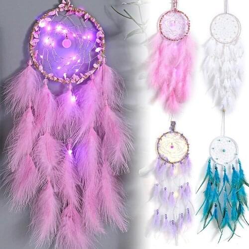 Fashion Feather Lighting Student Dormitory Rental Room Feather Lighting Birthday Graduation Gift Wind Chime Pendant With Light