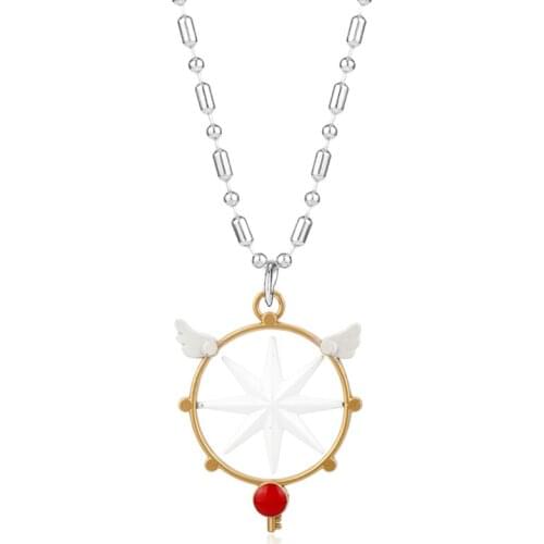 MQCHUN Card Captor Cardcaptor Sakura Necklace KINOMOTO SAKURA Key Magical Cards Jewelry Necklace Accessories for Women Girl-30