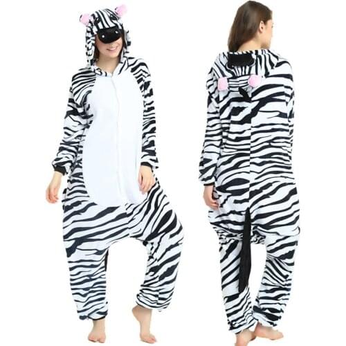 Cartoon Kigurumi Pajamas Adult Onesies Children Hooded Animal Jumpsuits Stripes Soft Winter Sleepwears Women Anime Costumes