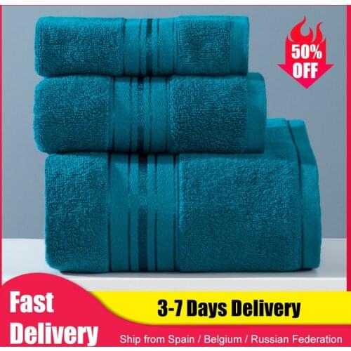 100% Cotton Towel Set High-grade Bathtowel Facetowel Handtowel Soft Bath Face Towel Bathroom Towel Sets Dark Teal Grey 3 Pieces
