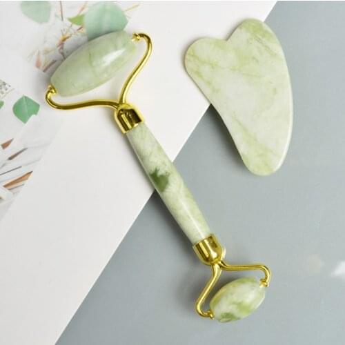Natural Jade Roller Guasha Skin Scraper Facial Set Facial Stone Firming Face Anti-Aging Puffy Eyes Massager Neck Anti Wrinkle