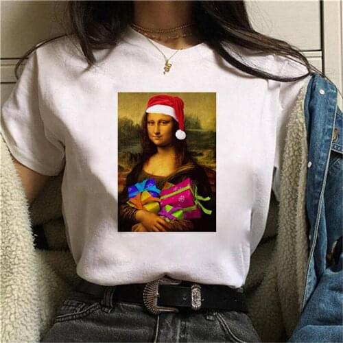 New summer spoof Mona Lisa Printing T-Shirts Women aesthetics funny Tshirts Casual Short Sleeves Tops Female streetclothing