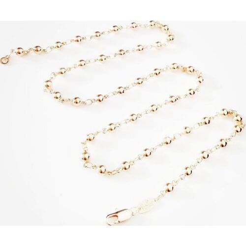 2019 Necklace Top New Fashion Necklace 585 Rose Gold Color Beads Jewelry Classic Unisex 3mm 60cm Long Bijouterie Men Necklaces