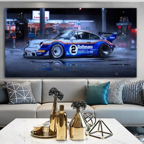 Wangart Poster and Print Manipulated Sport Race Cars Vehicle Fabric Posters Canvas Painting for Room Modern Art